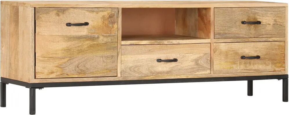 vidaXL Meuble TV 130 x 30 x 45 cm Bois massif de manguier