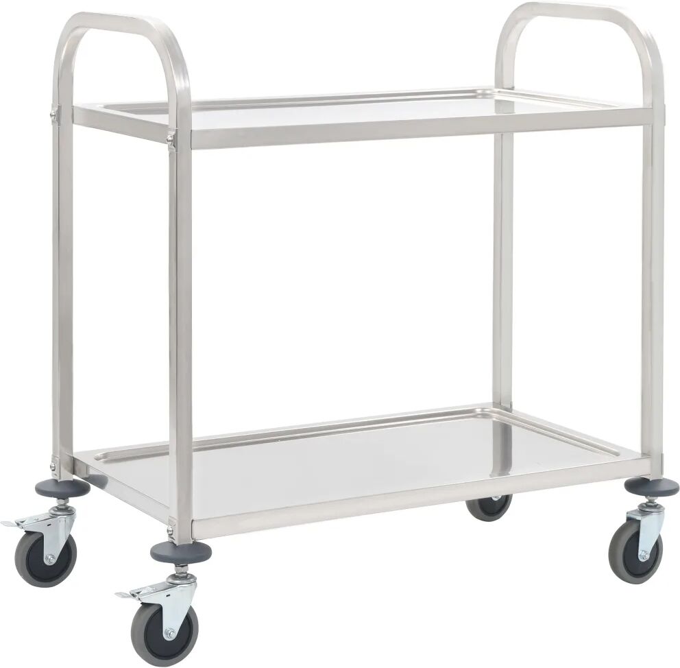 vidaXL Chariot de cuisine à 2 niveaux 95x45x83,5 cm Acier inoxydable