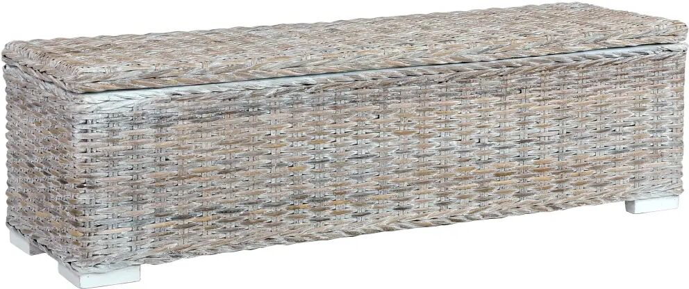 vidaXL Boîte de rangement 120 cm Blanc Rotin naturel kubu et manguier