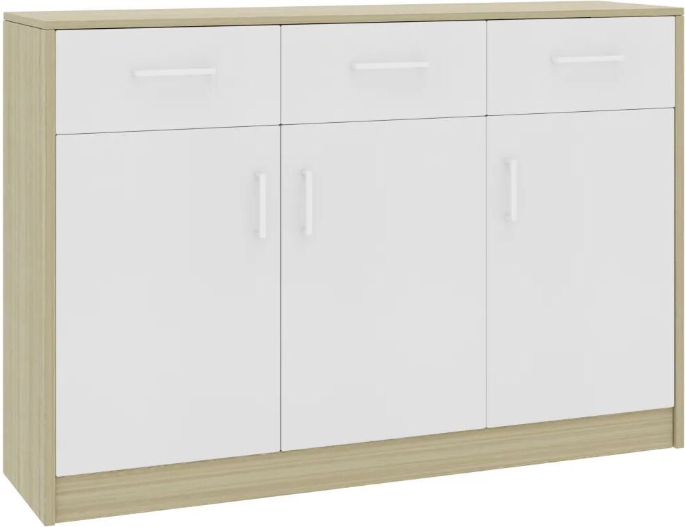 vidaXL Buffet Blanc et chêne sonoma 110x30x75 cm Aggloméré