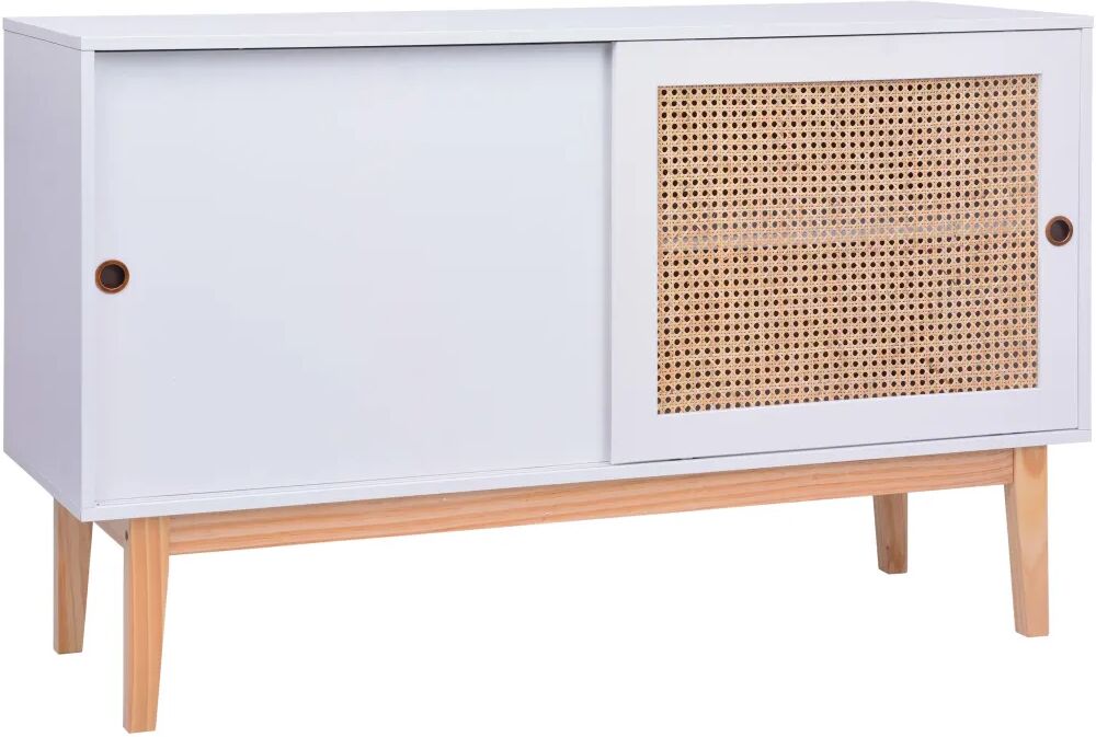 vidaXL Buffet Blanc 130x40x80 cm MDF et résine tressée