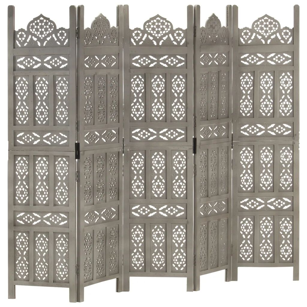 vidaXL Cloison de séparation 5 panneaux Gris 200x165 cm Bois manguier