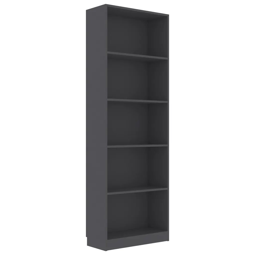 vidaXL Bibliothèque à 5 niveaux Gris 60x24x175 cm Aggloméré