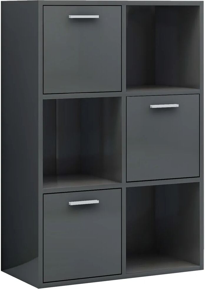 vidaXL Armoire de rangement Gris brillant 60x29,5x90 cm Aggloméré