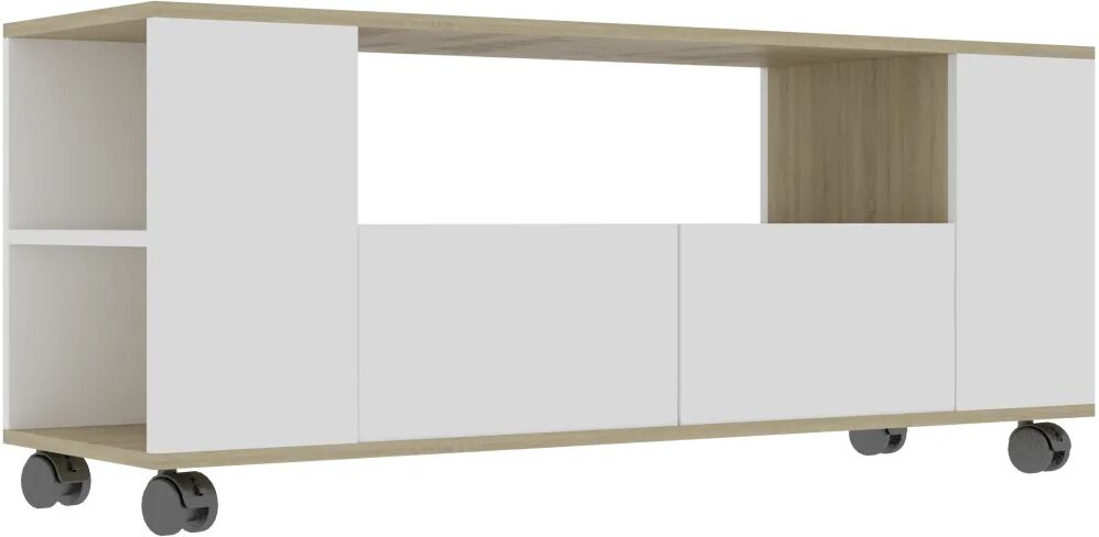 vidaXL Meuble TV Blanc et chêne sonoma 120 x 35 x 43 cm Aggloméré