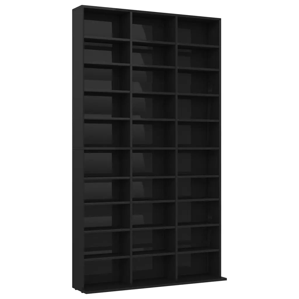 vidaXL Armoire à CD Noir brillant 102x23x177,5 cm Aggloméré