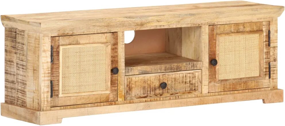 vidaXL Meuble TV 120x30x40 cm Bois de manguier et canne naturelle