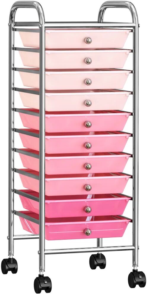 vidaXL Chariot de rangement mobile à 10 tiroirs Ombre Rose Plastique