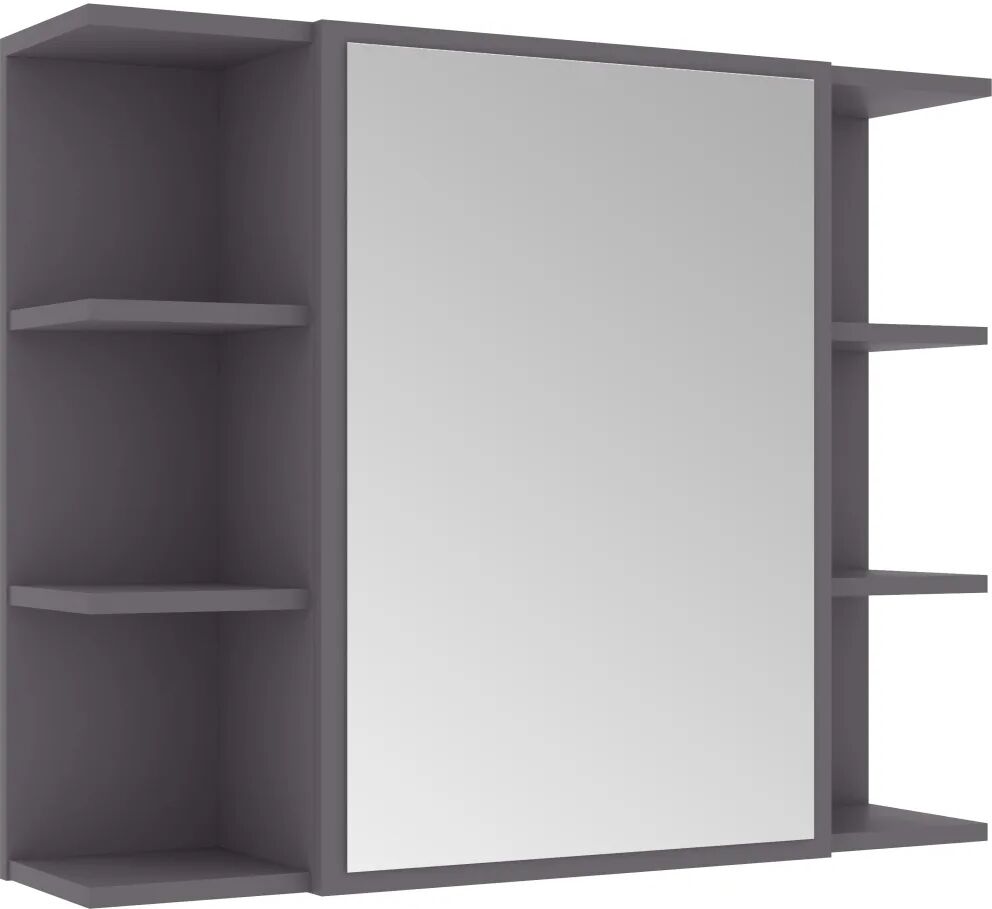 vidaXL Armoire à miroir de salle de bain Gris 80x20,5x64 cm Aggloméré