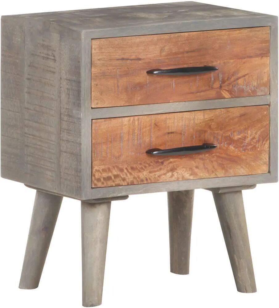 vidaXL Table de chevet Gris 40x30x50 cm Bois massif de manguier brut