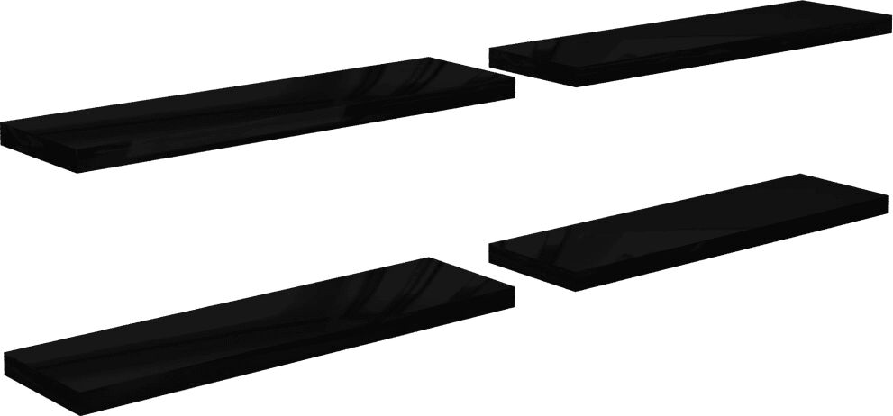 vidaXL Étagère murale flottante 4 pcs Noir brillant 90x23,5x3,8 cm MDF