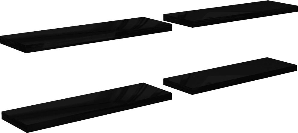 vidaXL Étagère murale flottante 4 pcs Noir brillant 120x23,5x3,8cm MDF