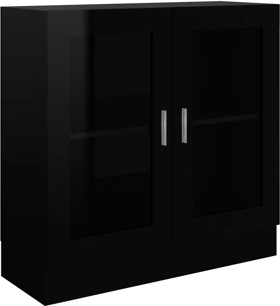 vidaXL Armoire à vitrine Noir brillant 82,5x30,5x80 cm Aggloméré