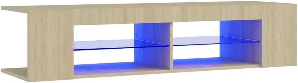 vidaXL Meuble TV avec lumières LED Blanc et chêne sonoma 135x39x30 cm