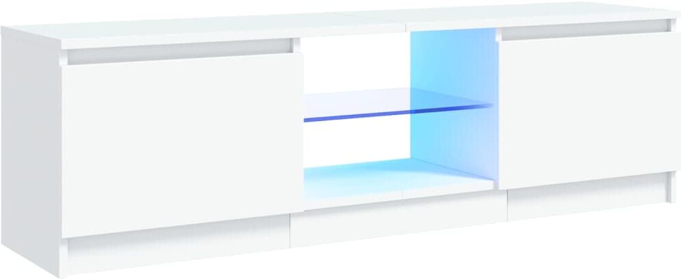 vidaXL Meuble TV avec lumières LED Blanc 120x30x35,5 cm