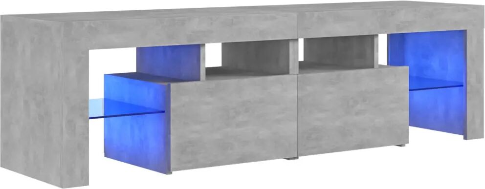 vidaXL Meuble TV avec lumières LED Gris béton 140x35x40 cm