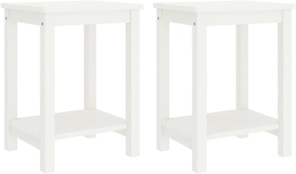 vidaXL Tables de chevet 2 pcs Blanc 35x30x47cm Bois de pin massif