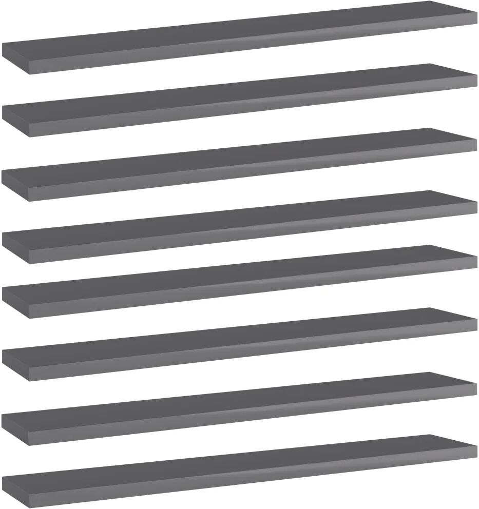 vidaXL Panneaux bibliothèque 8 pcs Gris brillant 60x10x1,5cm Aggloméré