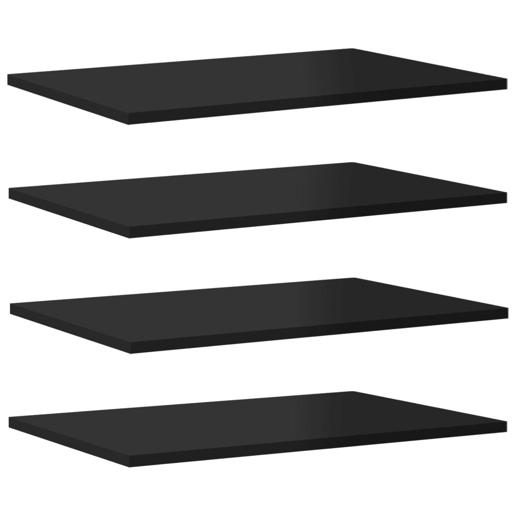 vidaXL Panneaux bibliothèque 4 pcs Noir brillant 60x40x1,5cm Aggloméré