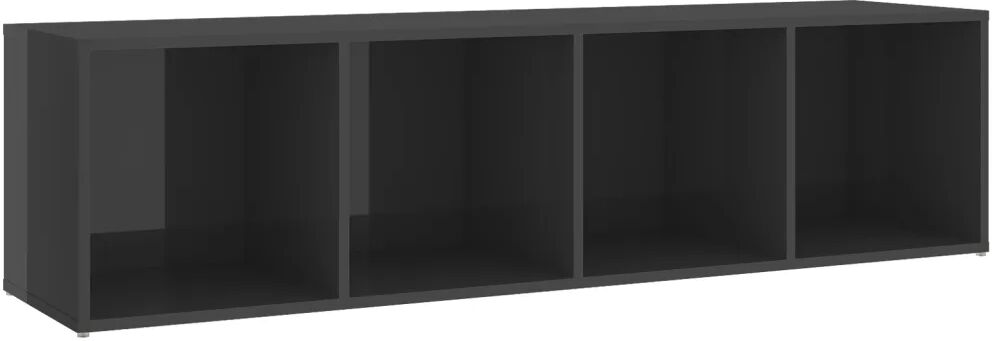 vidaXL Meuble TV Gris brillant 142,5x35x36,5 cm Aggloméré