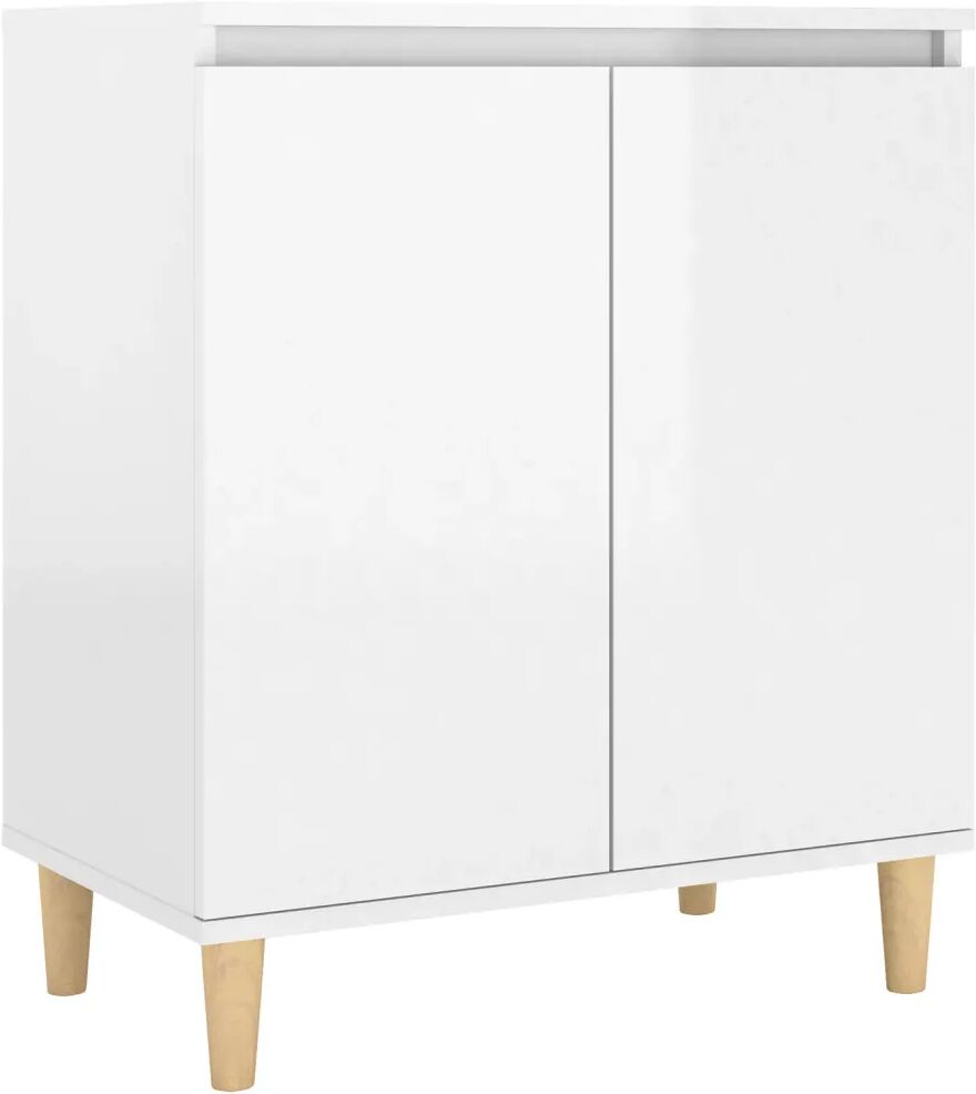 vidaXL Buffet avec pieds en bois Blanc brillant 60x35x70 cm Aggloméré