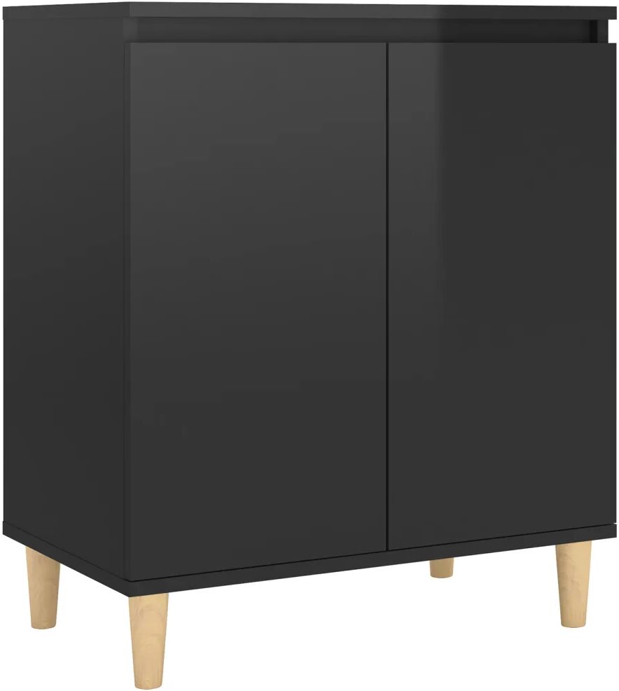 vidaXL Buffet avec pieds en bois Noir brillant 60x35x70 cm Aggloméré