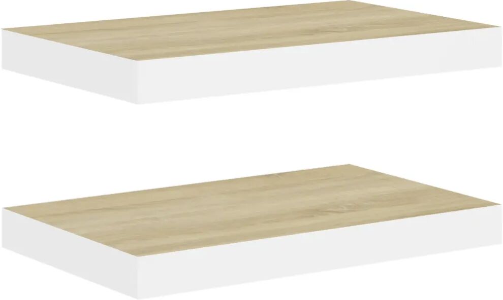 vidaXL Étagères flottantes 2 pcs Chêne et blanc 40x23x3,8 cm MDF