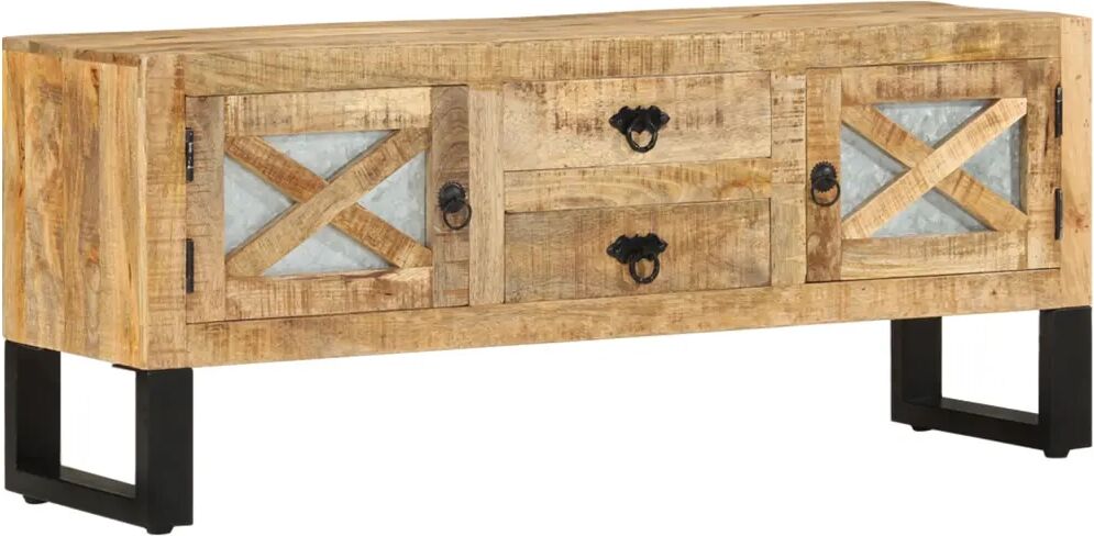 vidaXL Meuble TV 110x30x45 cm Bois de manguier brut