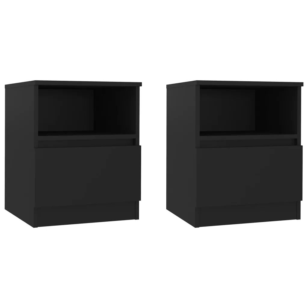 vidaXL Tables de chevet 2 pcs Noir 40x40x50 cm Aggloméré