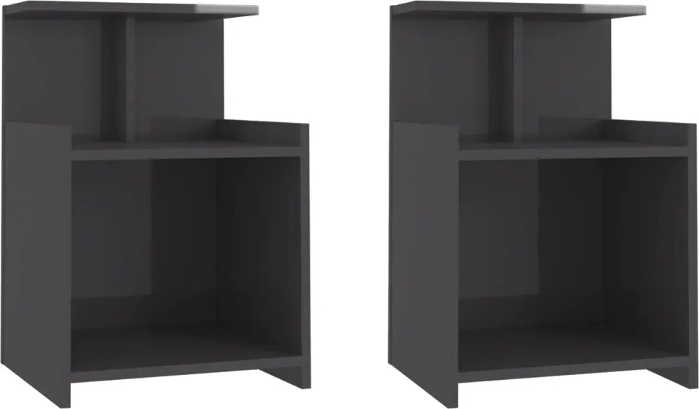 vidaXL Tables de chevet 2 pcs Gris brillant 40x35x60 cm Aggloméré