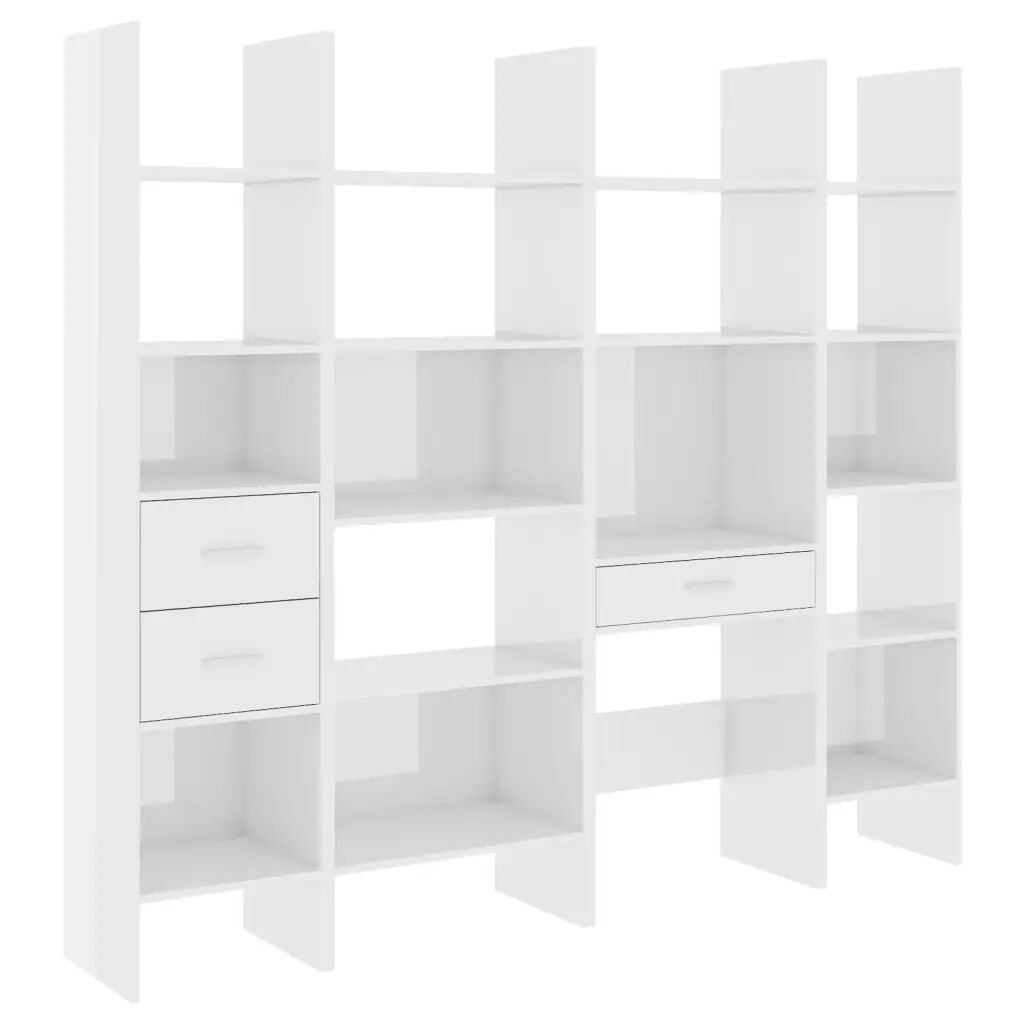 vidaXL Ensemble de bibliothèque 4 pcs Blanc brillant Aggloméré