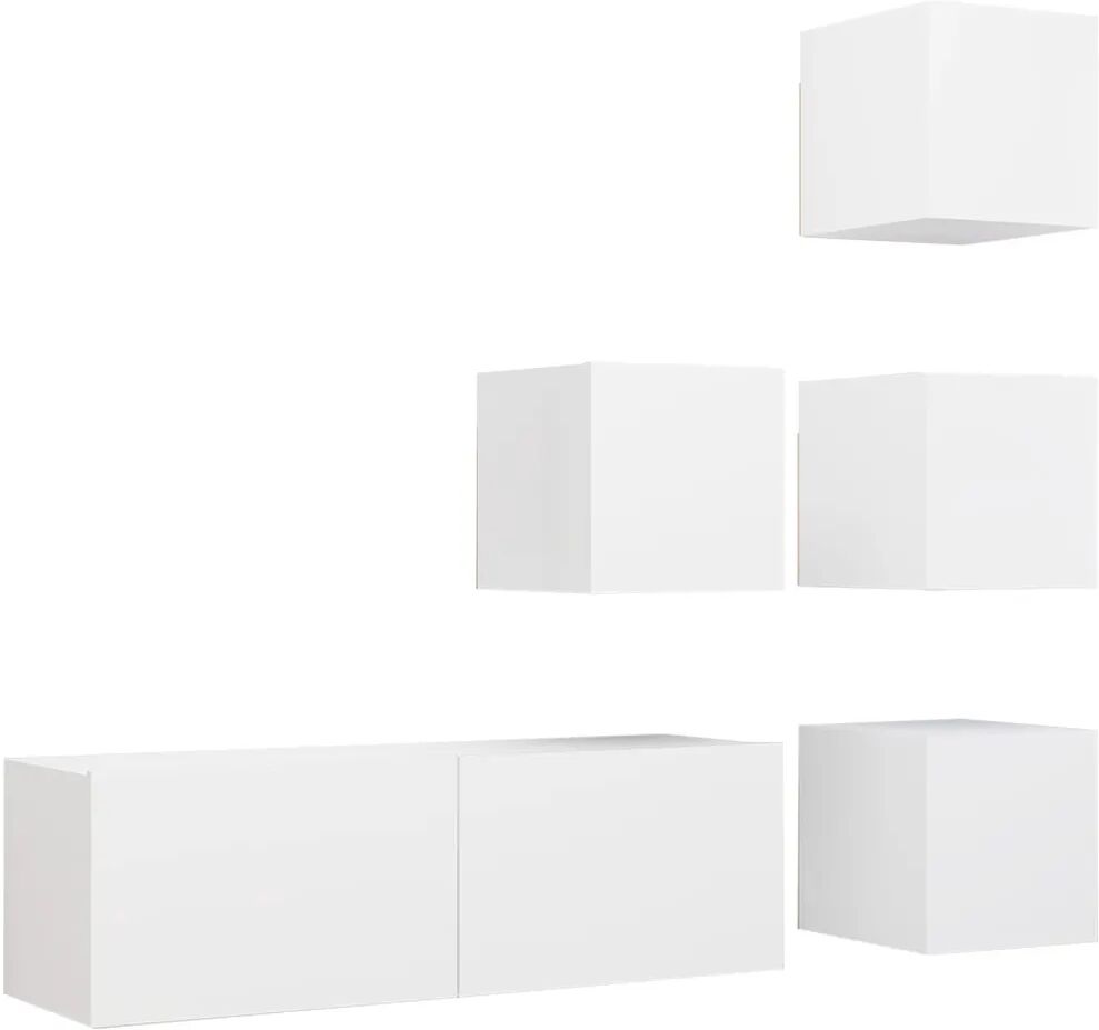 vidaXL Ensemble de meuble TV 5 pcs Blanc Aggloméré