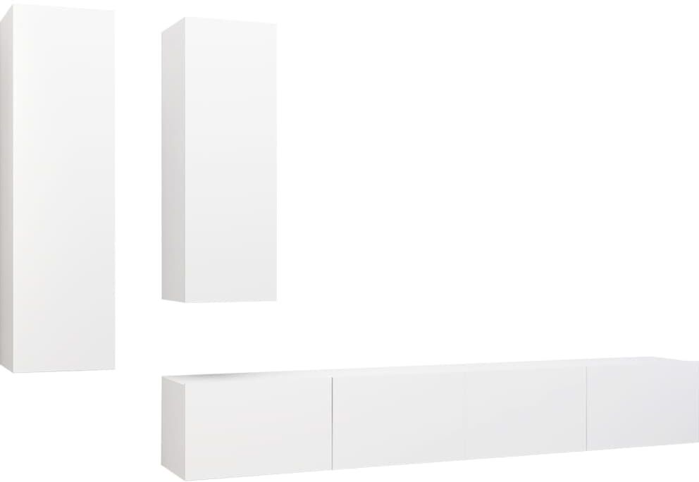 vidaXL Ensemble de meuble TV 4 pcs Blanc Aggloméré