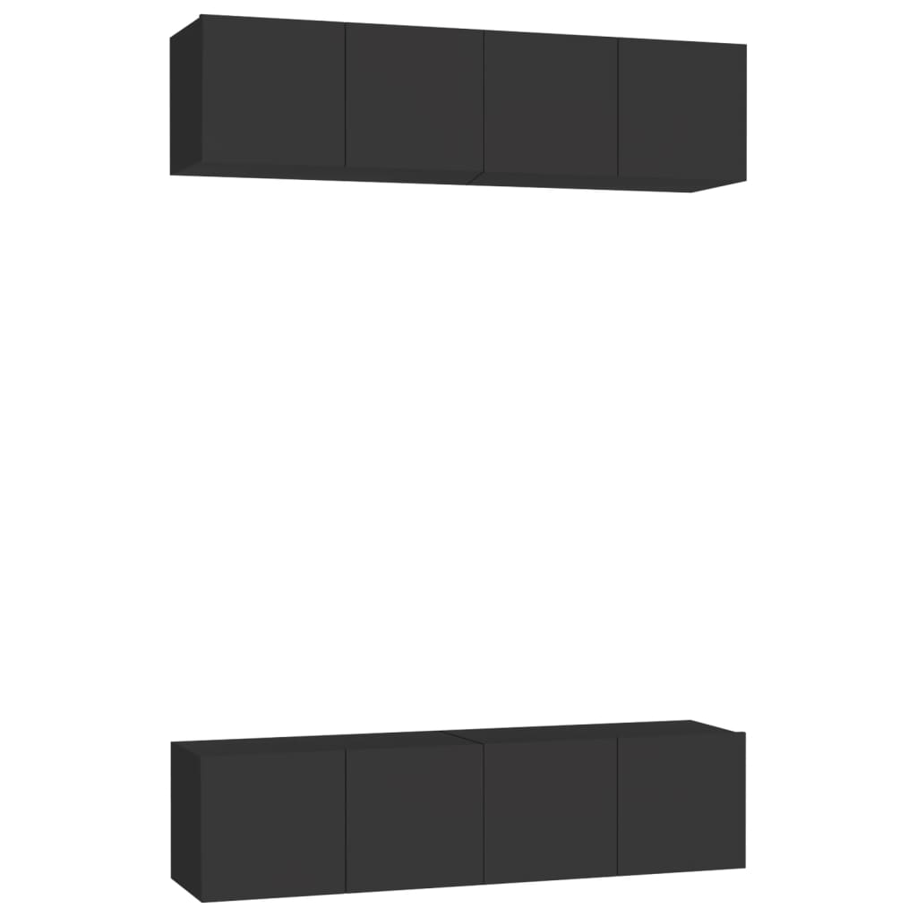 vidaXL Meubles TV 4 pcs Noir 60x30x30 cm Aggloméré