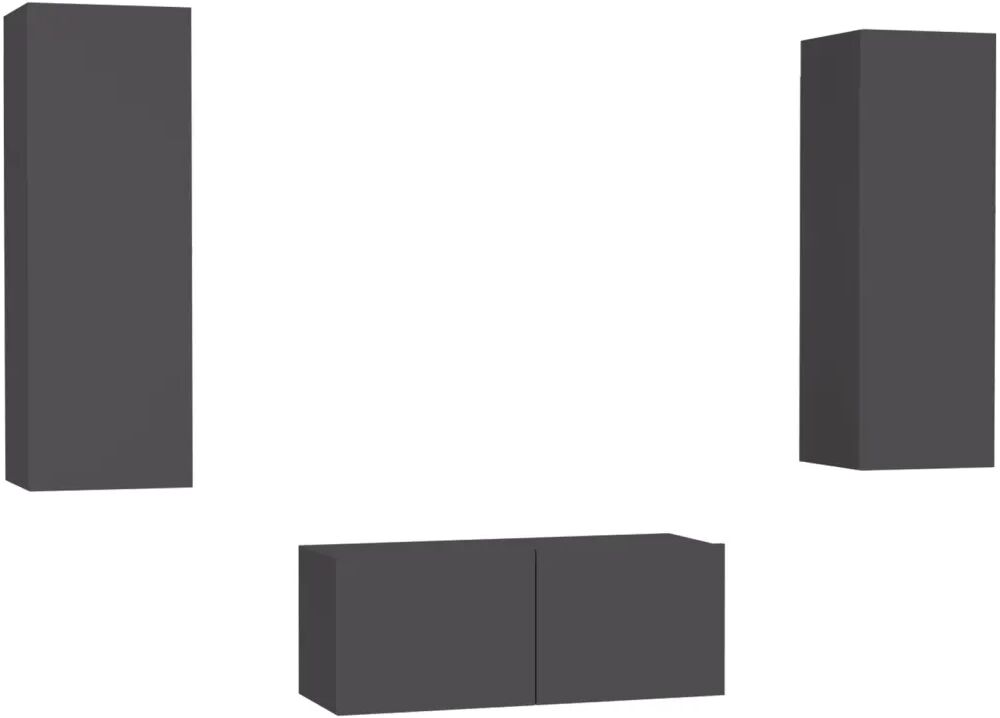 vidaXL Ensemble de meubles TV 3 pcs Gris Aggloméré