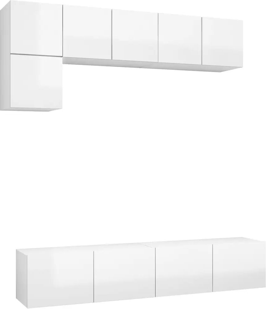 vidaXL Ensemble de meuble TV 5 pcs Blanc brillant Aggloméré