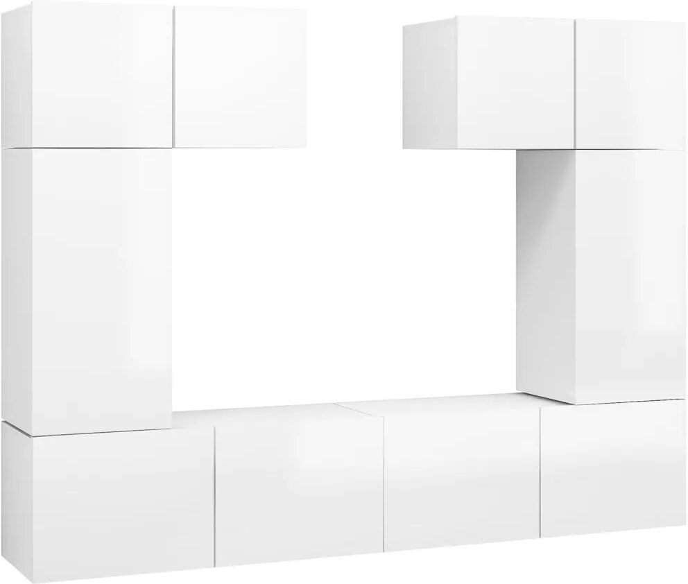 vidaXL Ensemble de meuble TV 6 pcs Blanc brillant Aggloméré