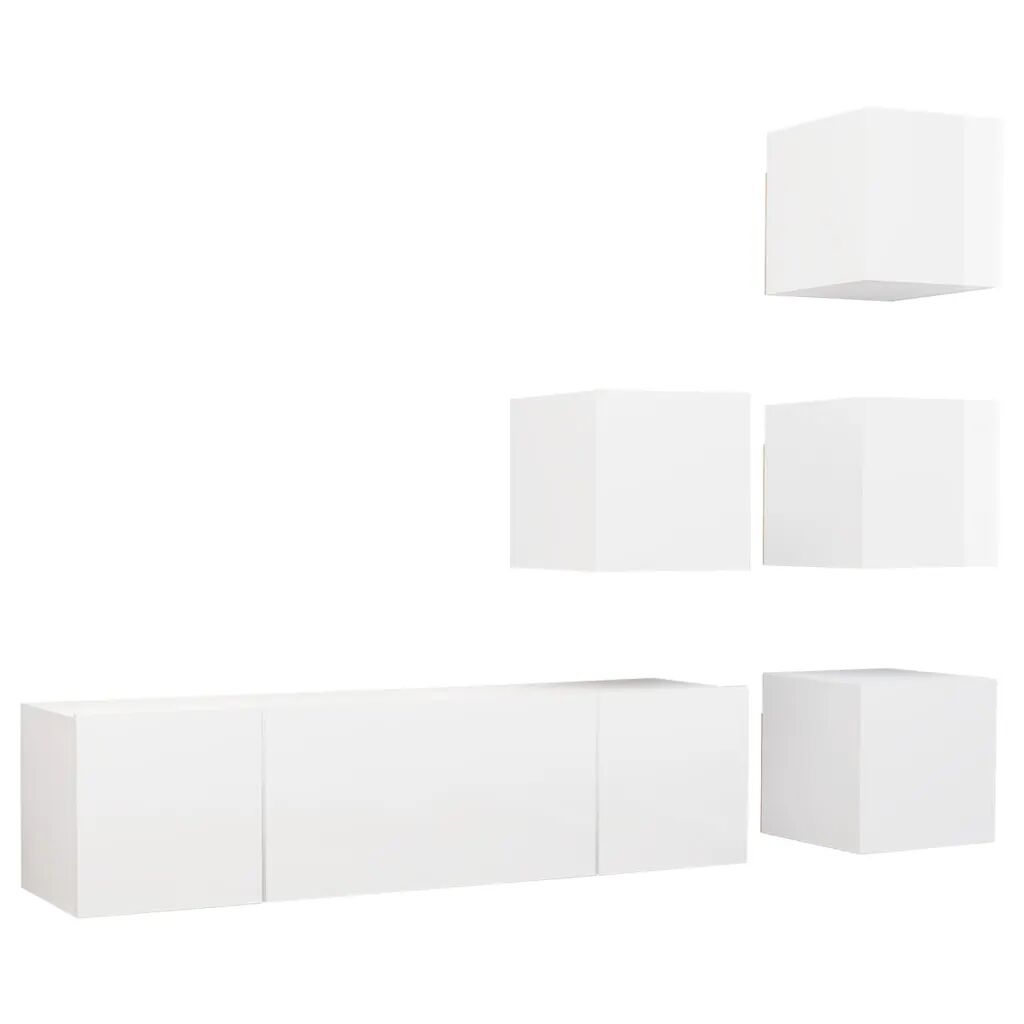 vidaXL Ensemble de meuble TV 6 pcs Blanc brillant Aggloméré