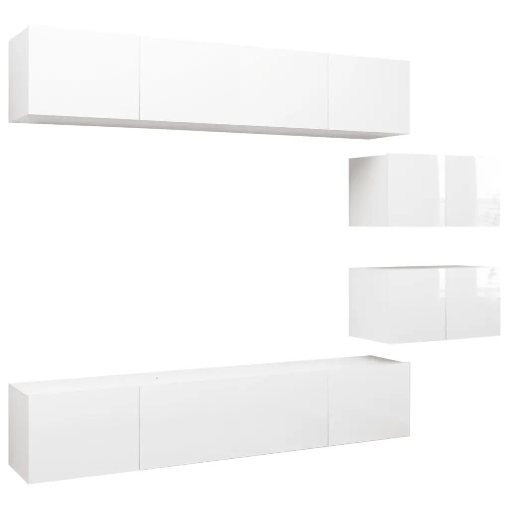 vidaXL Ensemble de meuble TV 6 pcs Blanc brillant Aggloméré