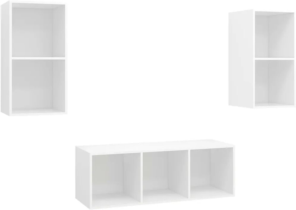 vidaXL Ensemble de meuble TV 3 pcs Blanc Aggloméré