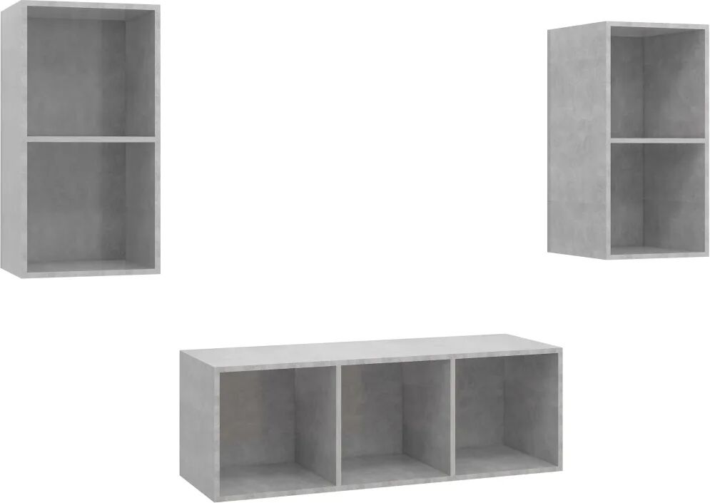 vidaXL Ensemble de meuble TV 3 pcs Gris béton Aggloméré