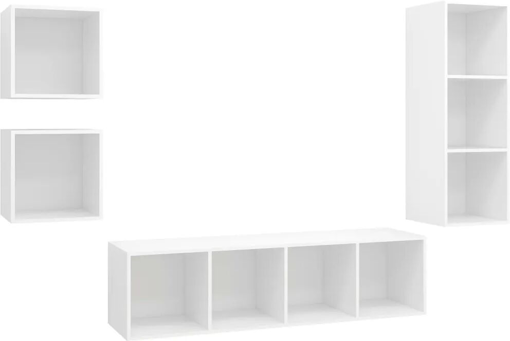 vidaXL Ensemble de meuble TV 4 pcs Blanc Aggloméré