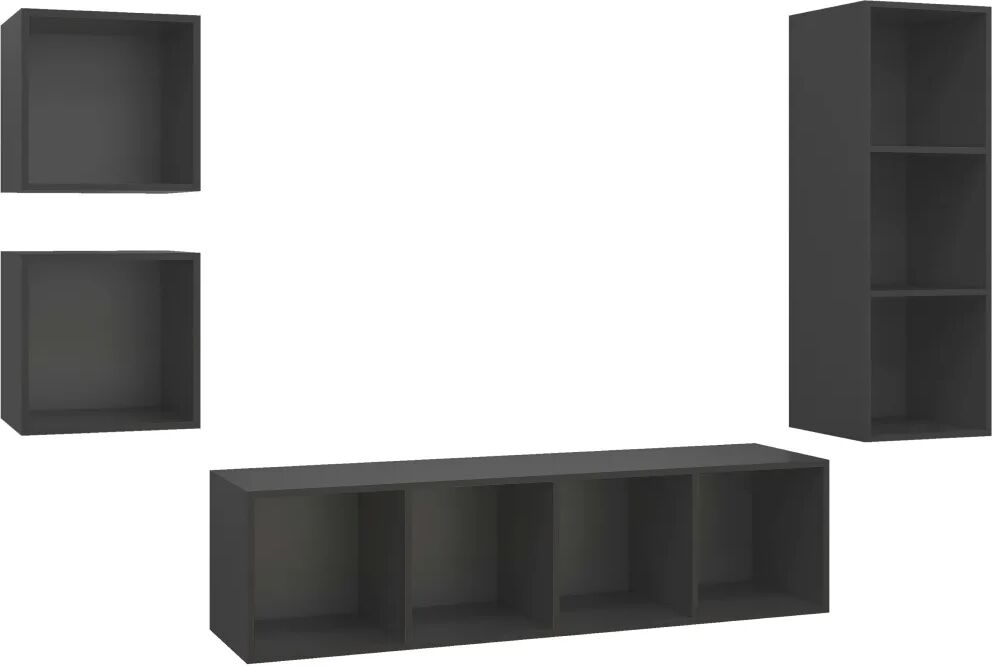 vidaXL Ensemble de meuble TV 4 pcs Gris Aggloméré