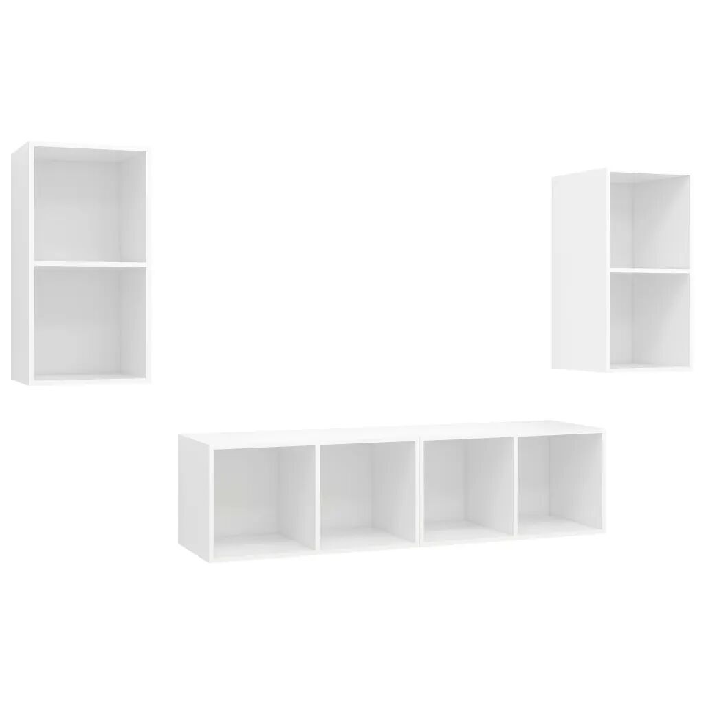 vidaXL Meubles TV muraux 4 pcs Blanc Aggloméré