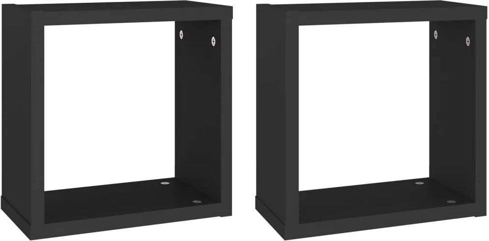 vidaXL Étagères cube murales 2 pcs Noir 30x15x30 cm