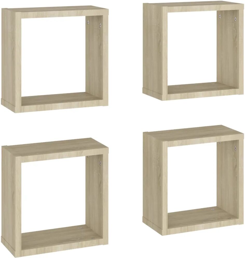 vidaXL Étagères cube murales 4 pcs Chêne sonoma 30x15x30 cm