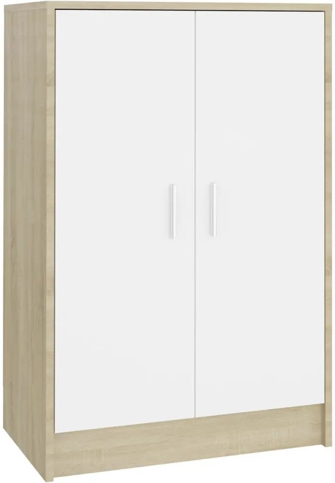 vidaXL Armoire à chaussures Blanc et chêne Sonoma 60x35x92cm Aggloméré