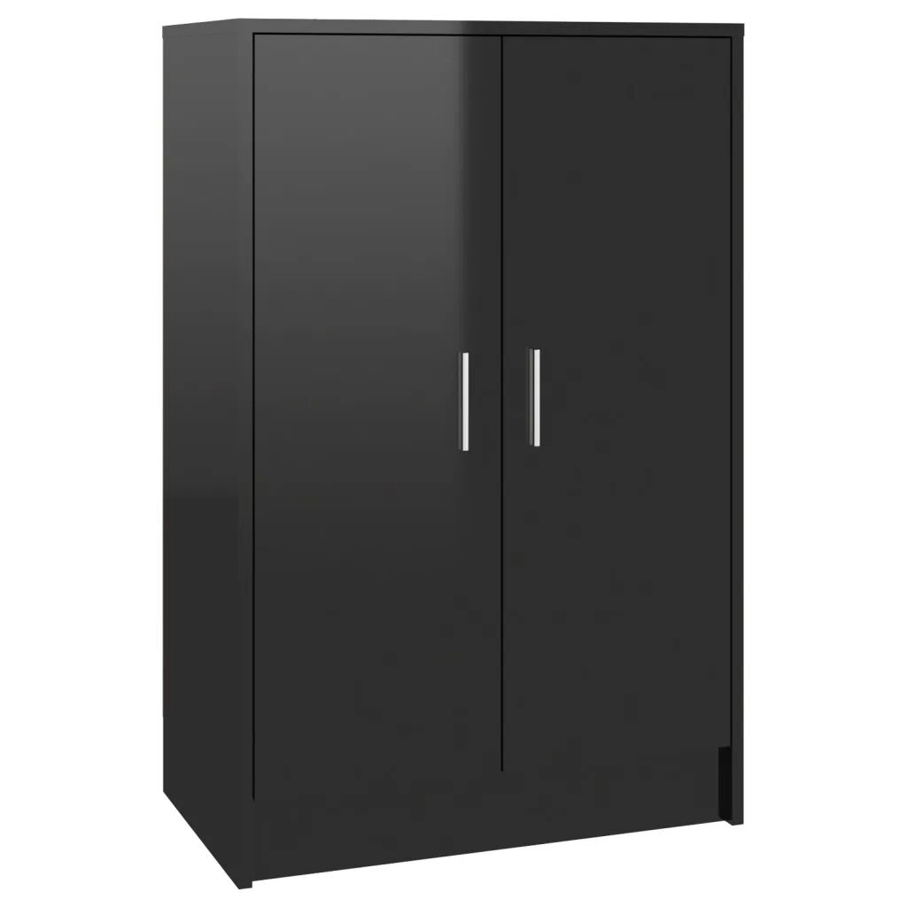 vidaXL Armoire à chaussures Noir brillant 60x35x92 cm Aggloméré