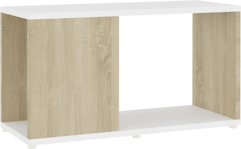 vidaXL Meuble TV Blanc et chêne sonoma 60x24x32 cm Aggloméré