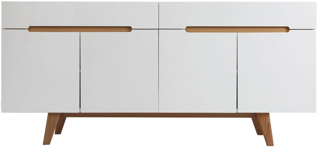 Miliboo Buffet scandinave blanc brillant et frêne 180cm MELKA